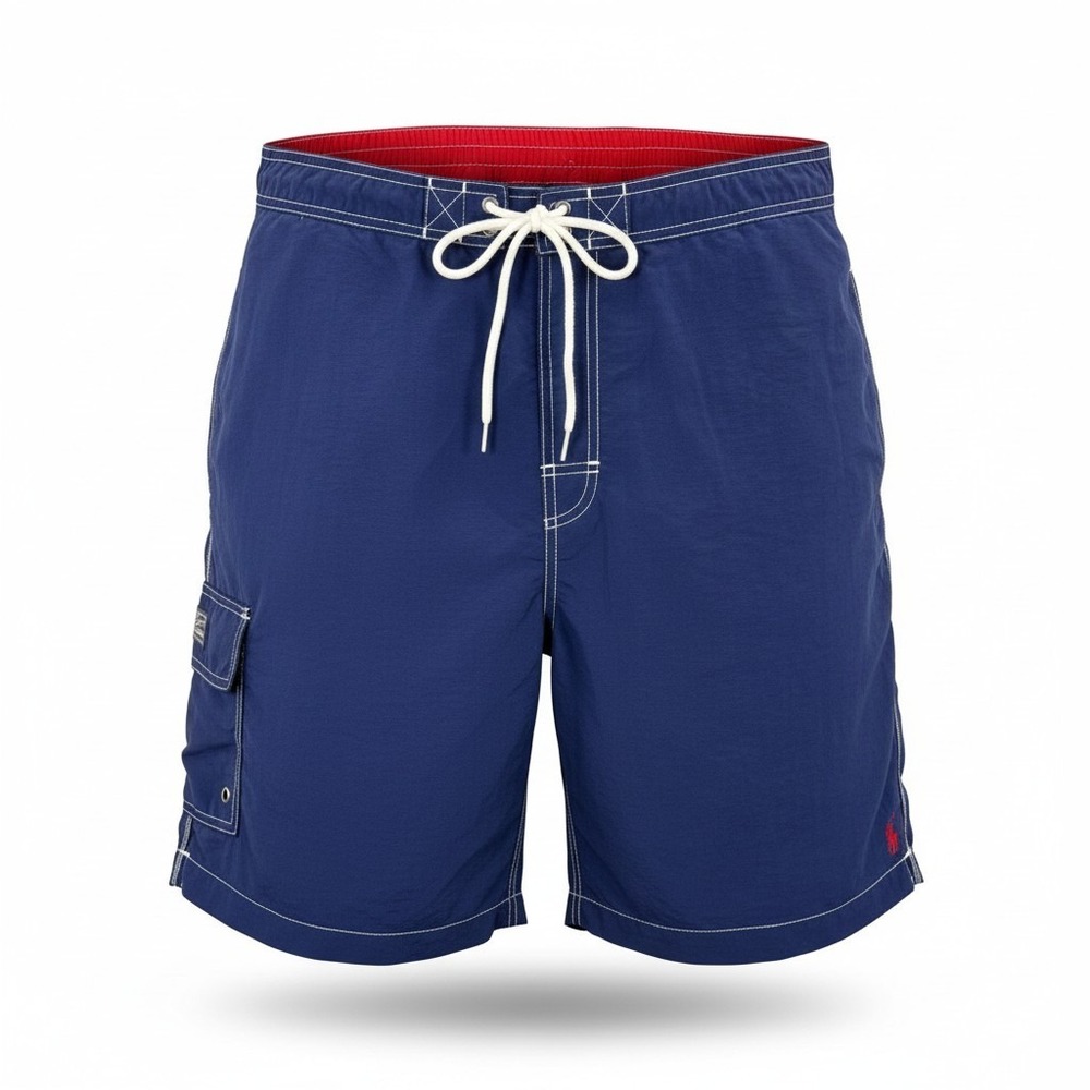 Polo‎ Ralph Lauren Mens Navy Blue Cargo Swim Trunks Shorts Red Pony Logo Size L